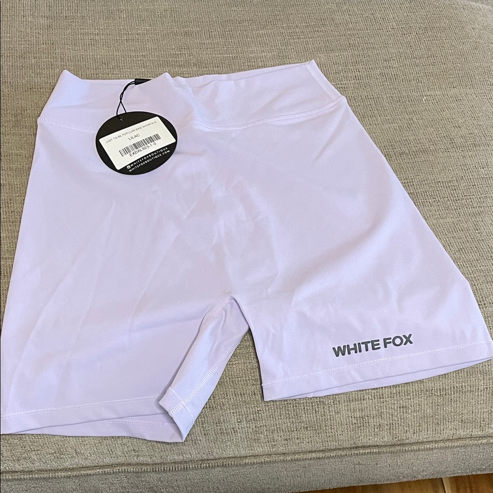 White Fox Lilac Biker Shorts, size S NWT